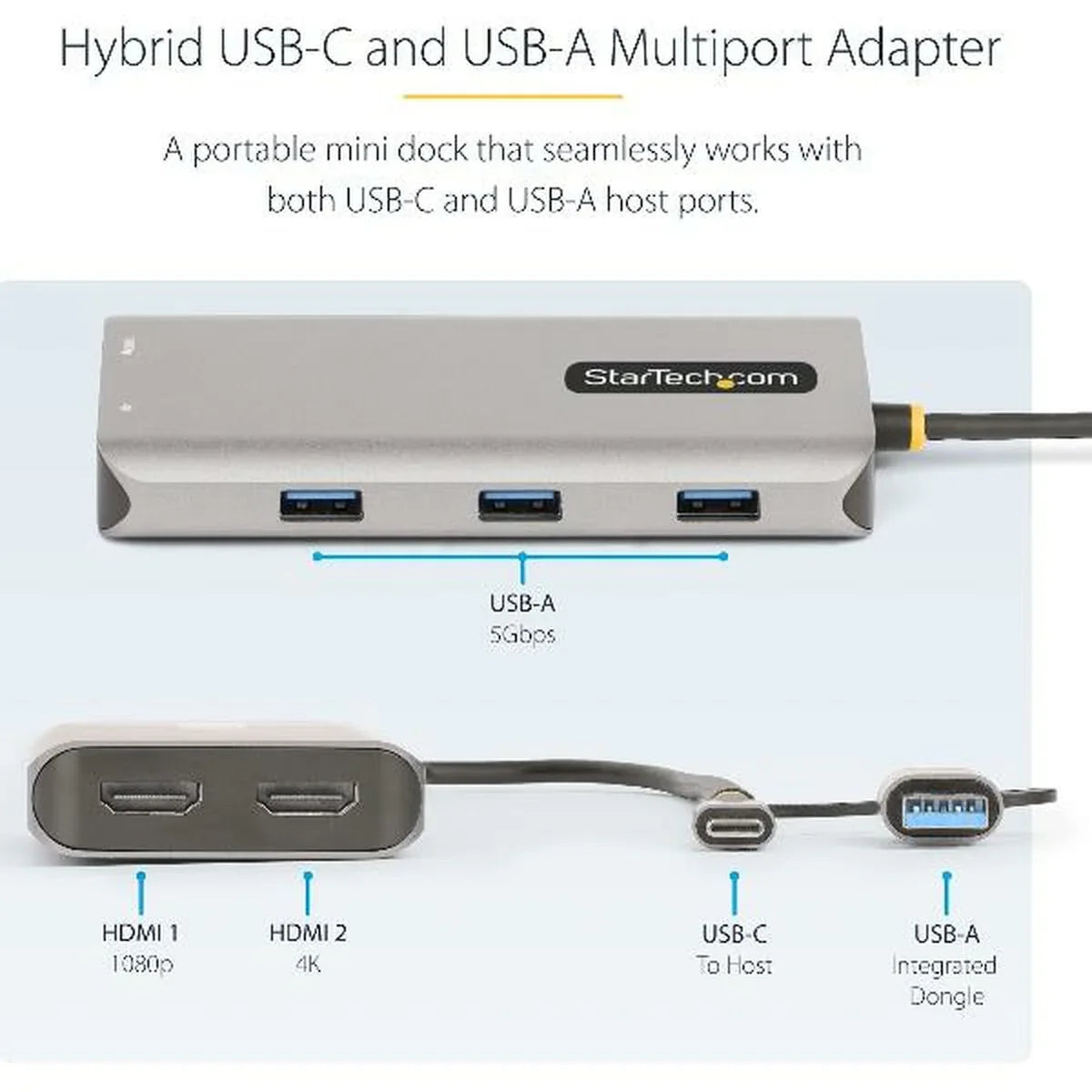 Adattatore USB Startech 167B-USBC-MULTIPORT - Yestore