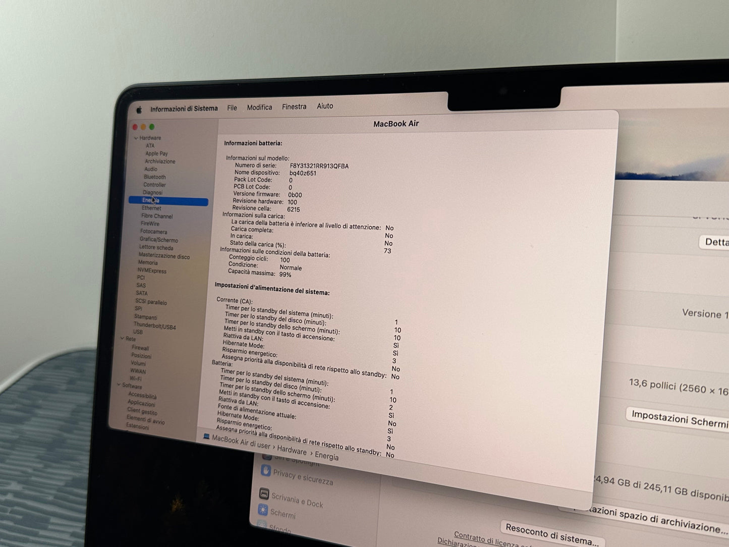 MacBook Air 13" M2 2022 | 8GB RAM | 256GB SSD | 8-Core GPU | Mezzanotte