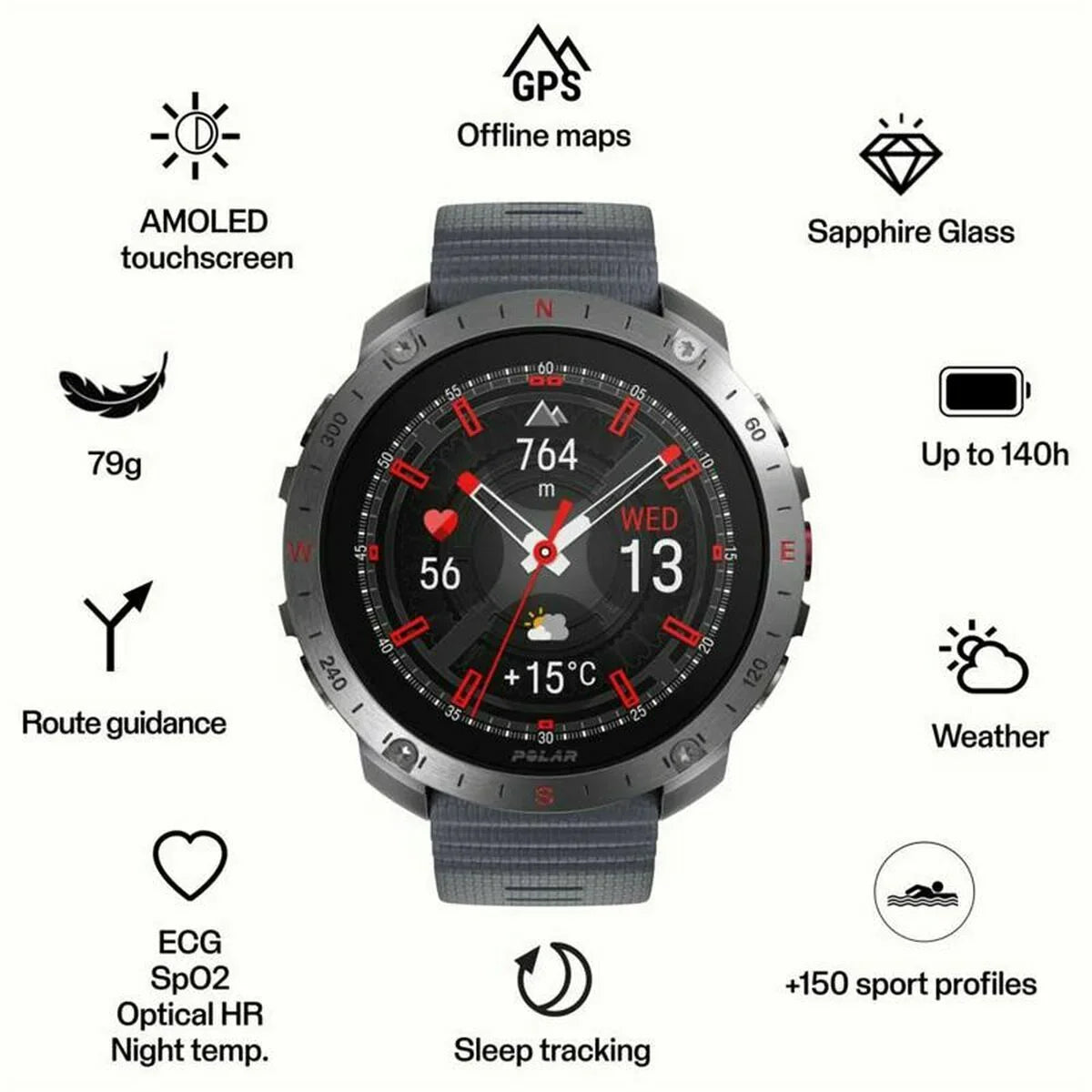 Orologio Uomo Polar 900110287 Grigio 1,39" - Yestore