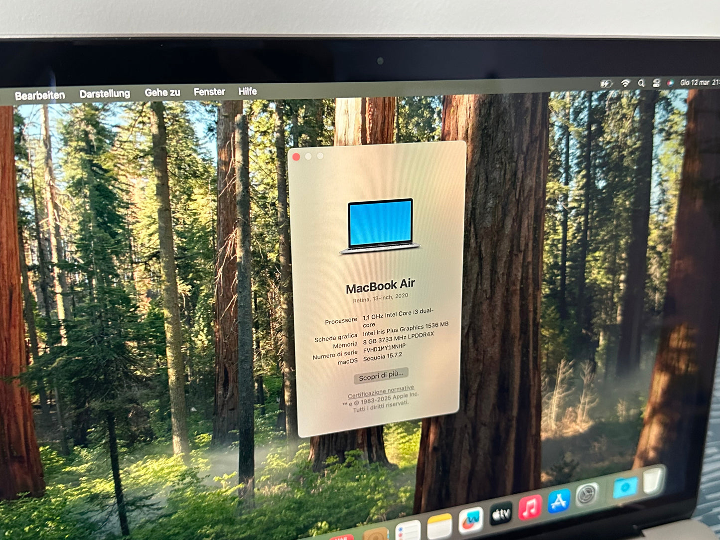 MacBook Air 13" 2020 | i5 | 8GB RAM | 256GB SSD | Intel Iris | Grigio