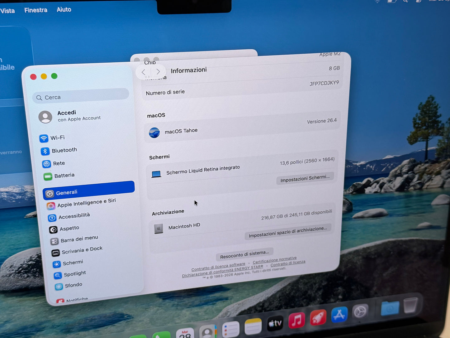 MacBook Air 13" 2022 | M2 8-Core | 8GB RAM | 256GB SSD | Mezzanotte