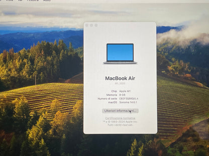 MacBook Air 13" M1 2020 | 8GB RAM | 256GB SSD | 7-Core GPU | Grigio