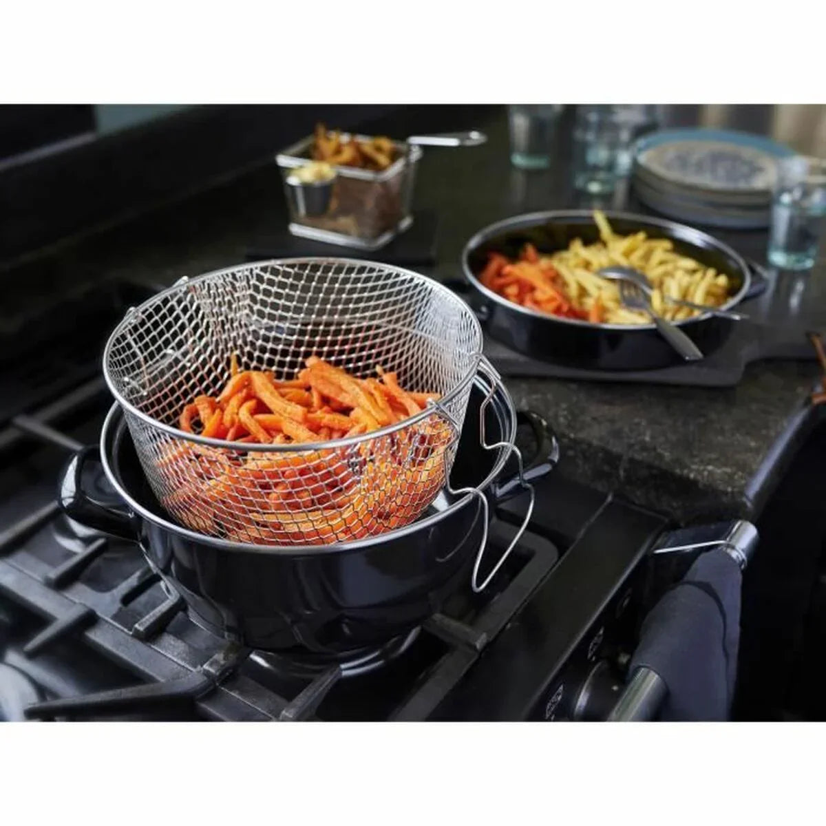 Friggitrice Baumalu Nero Acciaio Smaltato - Yestore