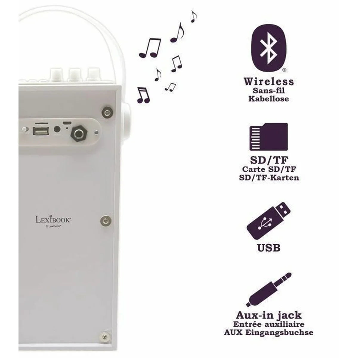 Altoparlante Portatile iParty Lexibook BTP180Z Bluetooth Bianco - Yestore