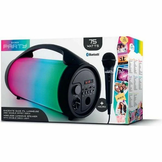 Altoparlante Bluetooth con Microfono Karaoke Bigben PARTYBTPRO 75 W Nero - Yestore