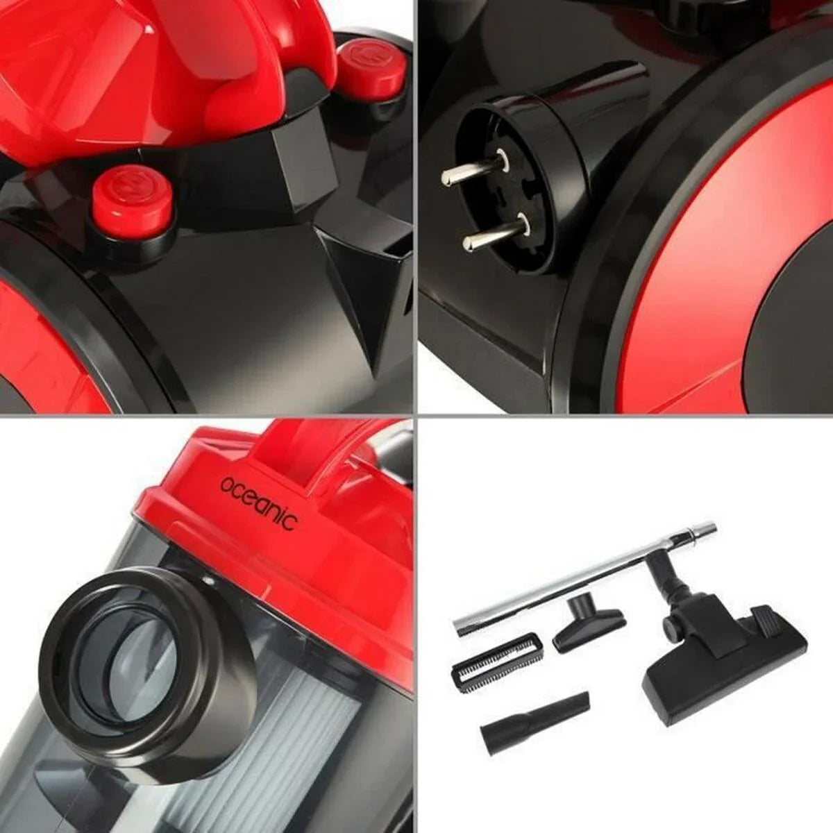 Aspirapolvere senza Sacchetto Oceanic VC10RBAX2 Nero Rosso rouge 700 W - Yestore