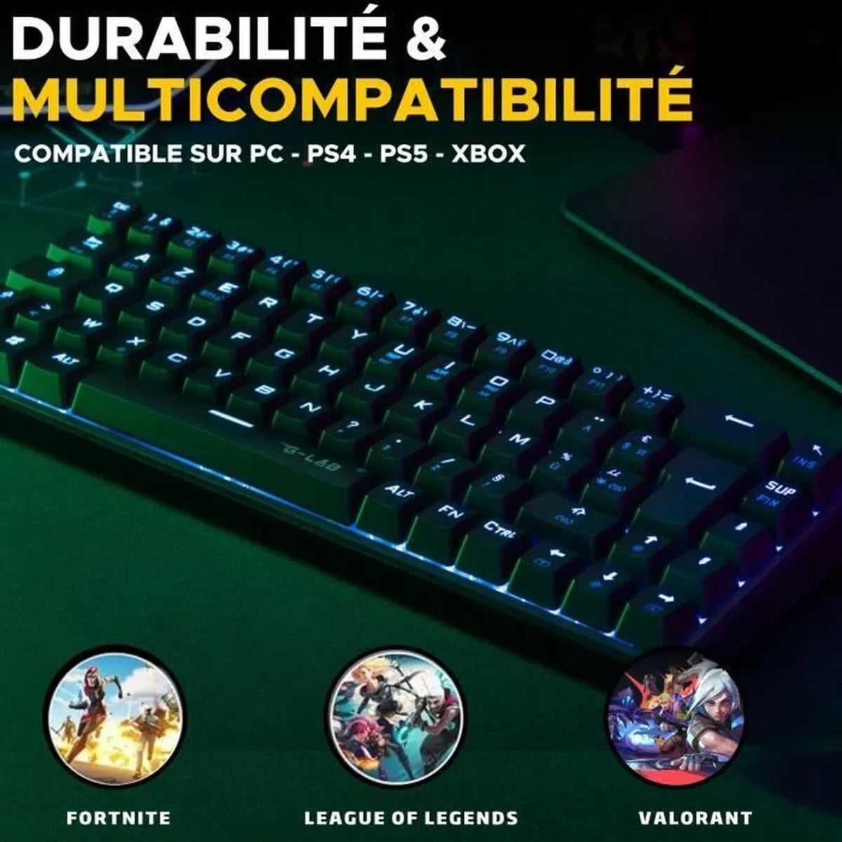 Tastiera per Giochi The G-Lab KEYZ TITAN Nero AZERTY - Yestore