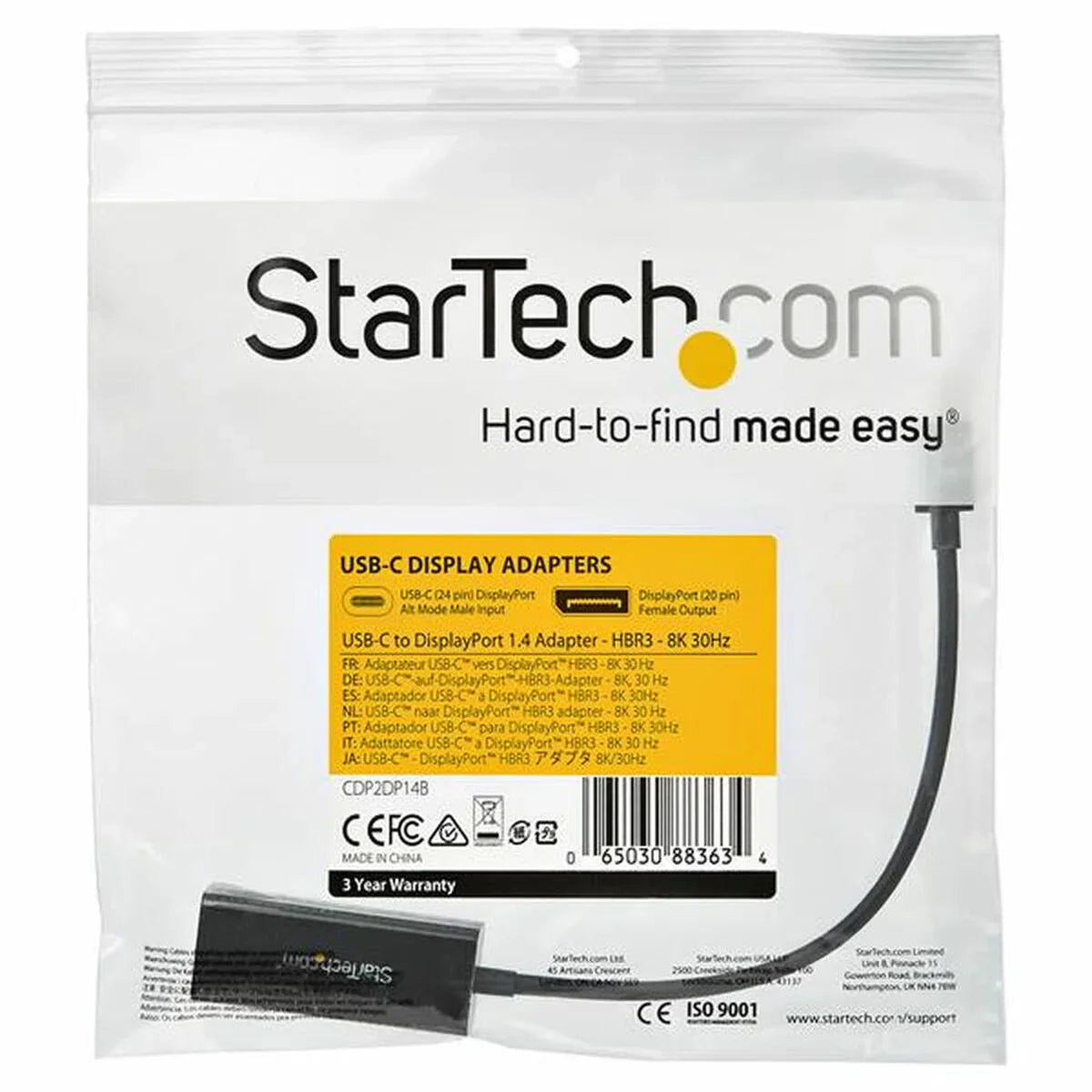 USB C to DisplayPort Adapter Startech CDP2DP14B Black - Yestore