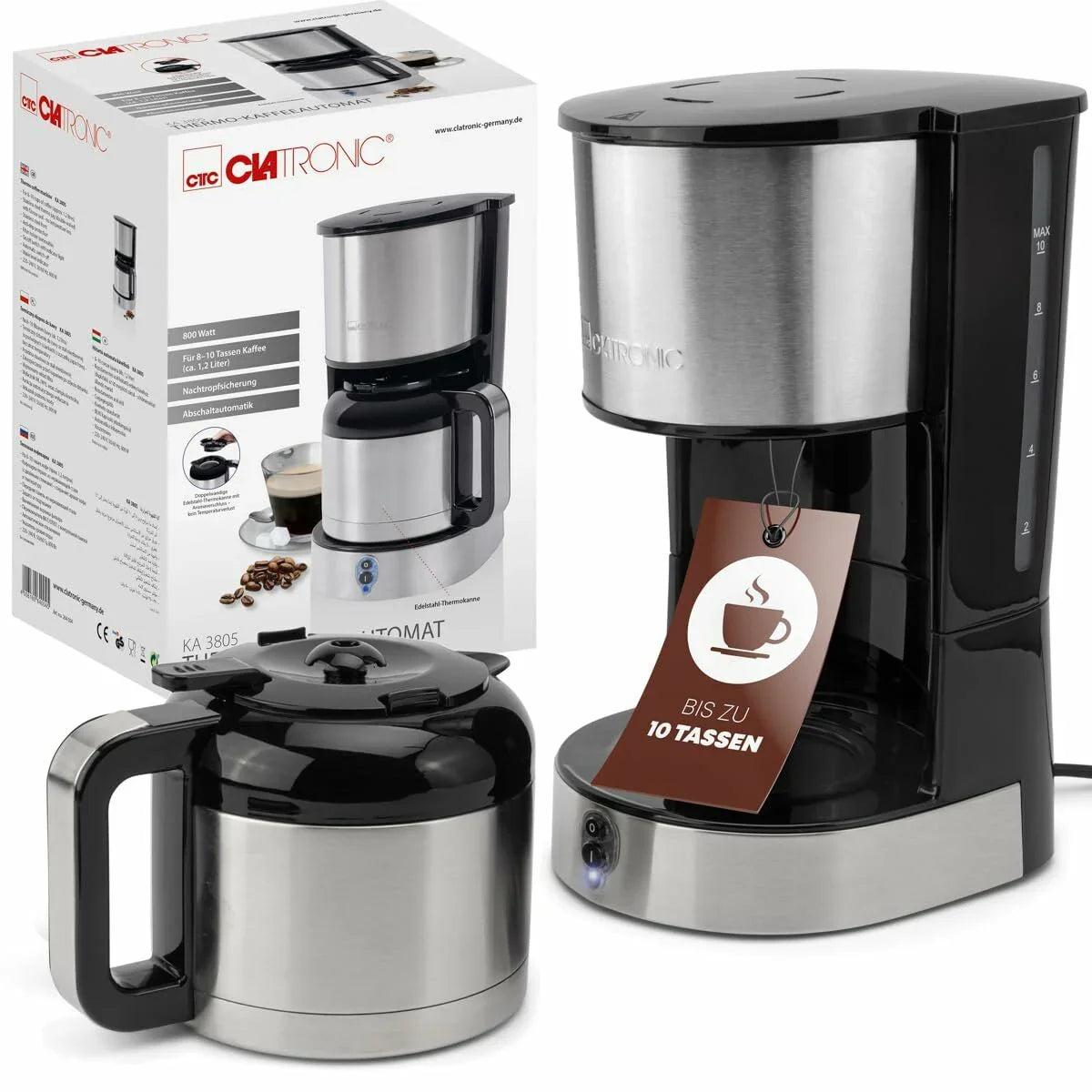 Caffettiera superautomatica Clatronic KA 3805 Nero Acciaio 800 W - Yestore