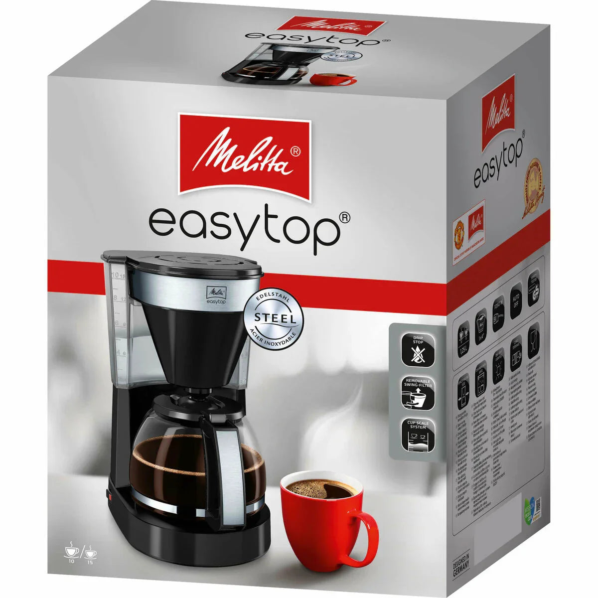 Caffettiera Elettrica Melitta Easy Top II 1023-04 1050 W Nero 1050 W 1,25 L 900 g - Yestore
