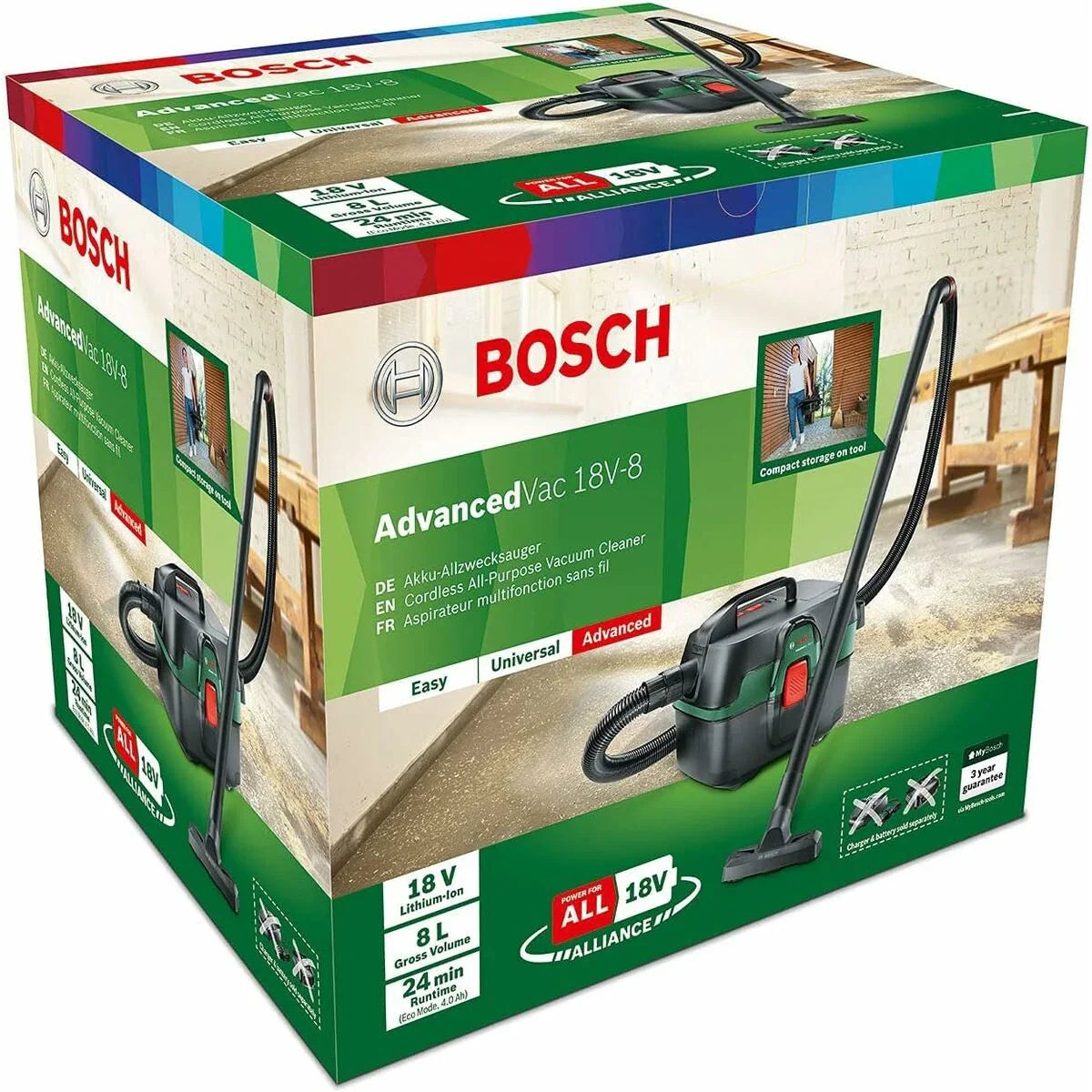 Aspirapolvere 3 in 1 BOSCH AdvancedVac 18V-8 8 L - Yestore