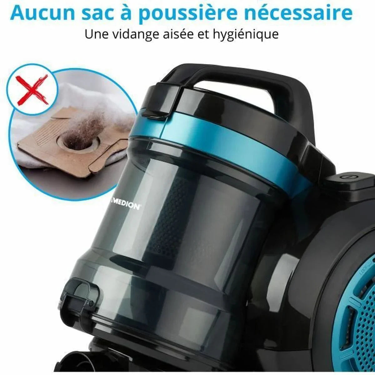 Aspirapolvere Medion Turchese Nero/Blu 800 W - Yestore