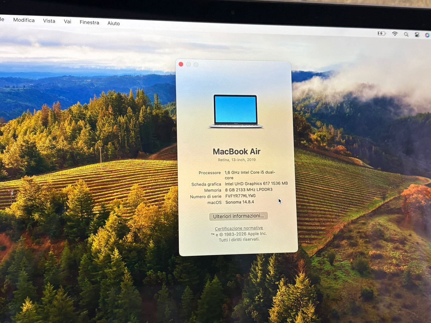 MacBook Air 13" 2019 | i5 | 8GB RAM | 128GB SSD | Intel 617 | Grigio
