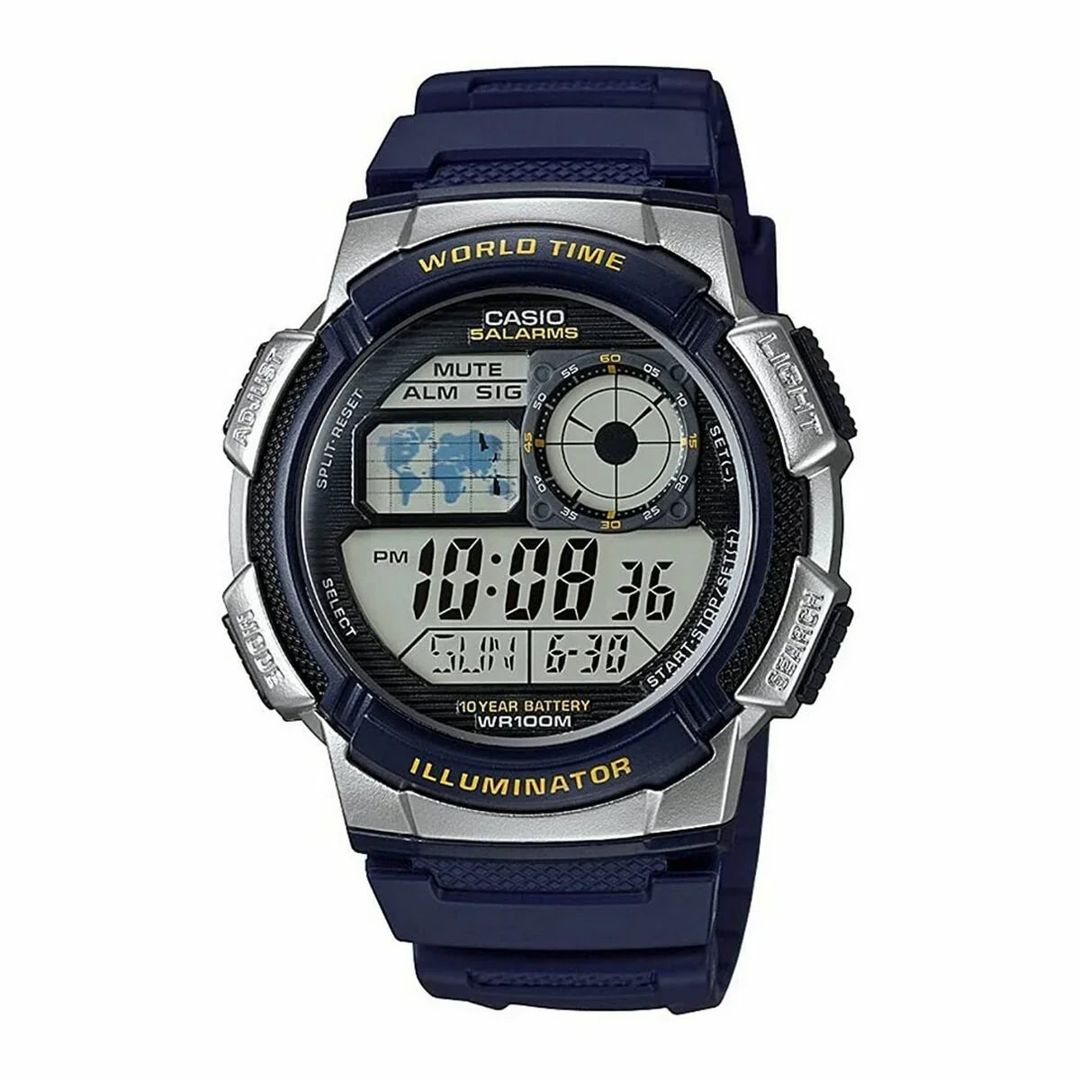Orologio Uomo Casio WORLD TIME ILLUMINATOR - 5 ALARMS, 10 YEAR BATTERY Nero Grigio (Ø 40 mm) (Ø 43 mm) - Yestore