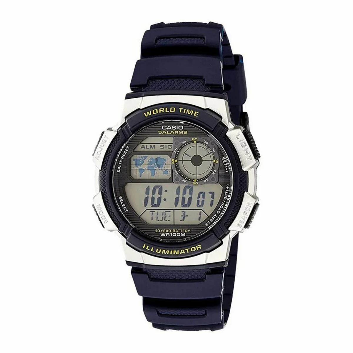 Orologio Uomo Casio WORLD TIME ILLUMINATOR - 5 ALARMS, 10 YEAR BATTERY Nero Grigio (Ø 40 mm) (Ø 43 mm) - Yestore