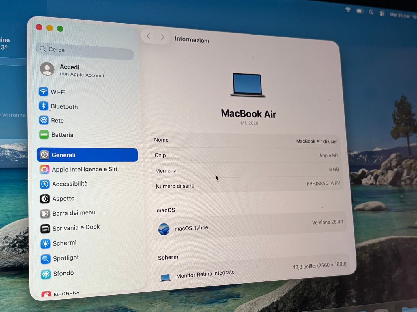 MacBook Air 13" M1 2020 | 8GB RAM | 256GB SSD | 7-Core GPU | Grigio