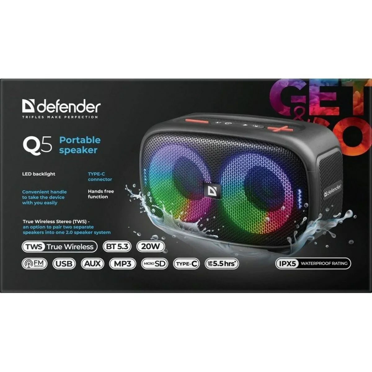 Altoparlante Bluetooth Portatile Defender 65305 Nero 20 W - Yestore