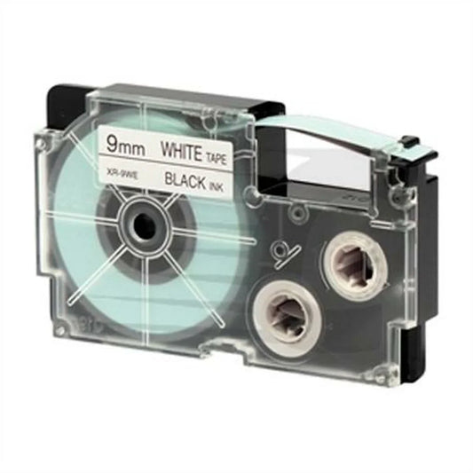 Laminated Tape for Labelling Machines Casio XR-9WE White Black - Yestore