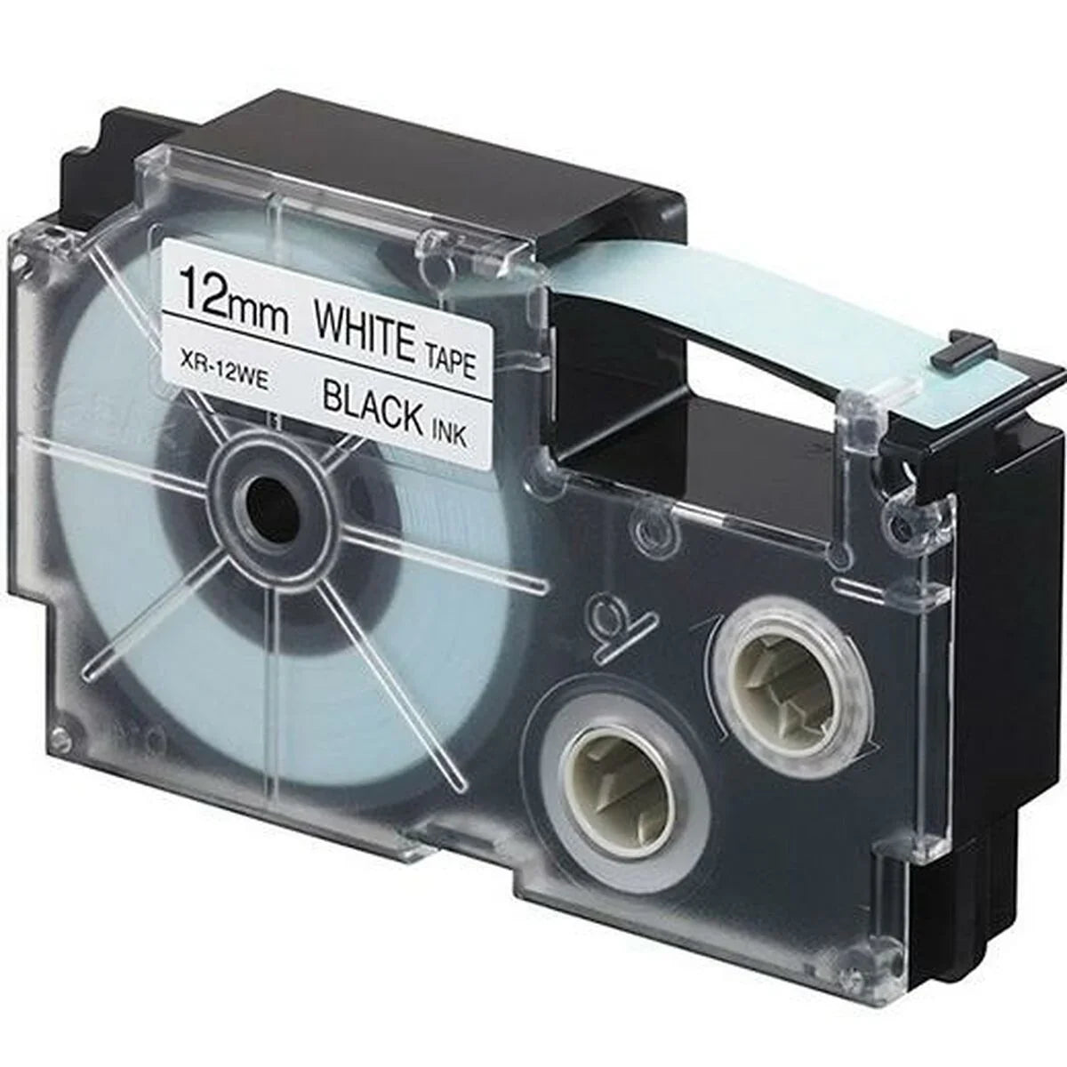 Nastro Laminato per Etichettatrici Casio XR-12WE Bianco Nero - Yestore