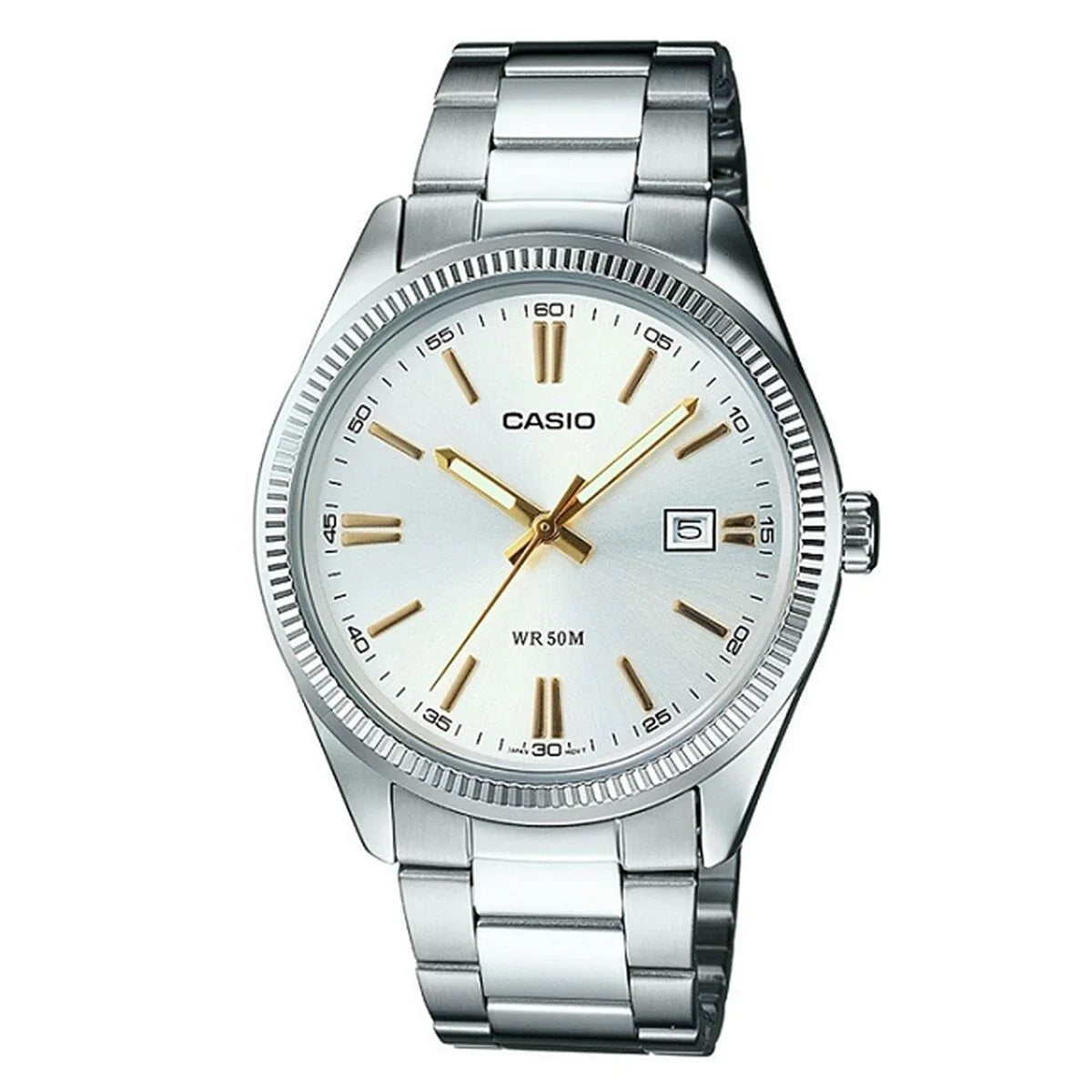 Ladies' Watch Casio LADY DATE - ARGENTEE, GOLD INDEXES (Ø 30 mm) (Ø 32 mm) - Yestore