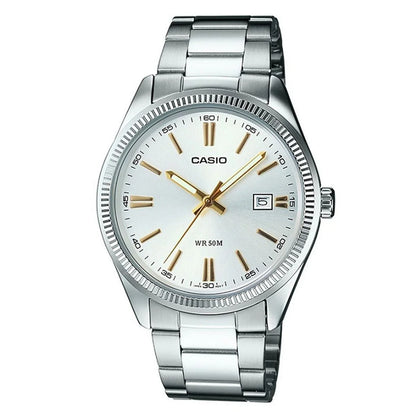 Ladies' Watch Casio LADY DATE - ARGENTEE, GOLD INDEXES (Ø 30 mm) (Ø 32 mm) - Yestore