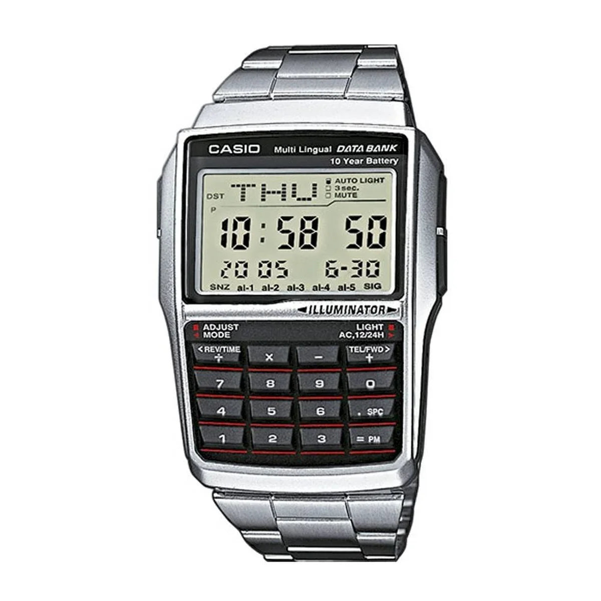 Orologio Uomo Casio DATABANK CALCULATOR STEEL Nero Argentato - Yestore
