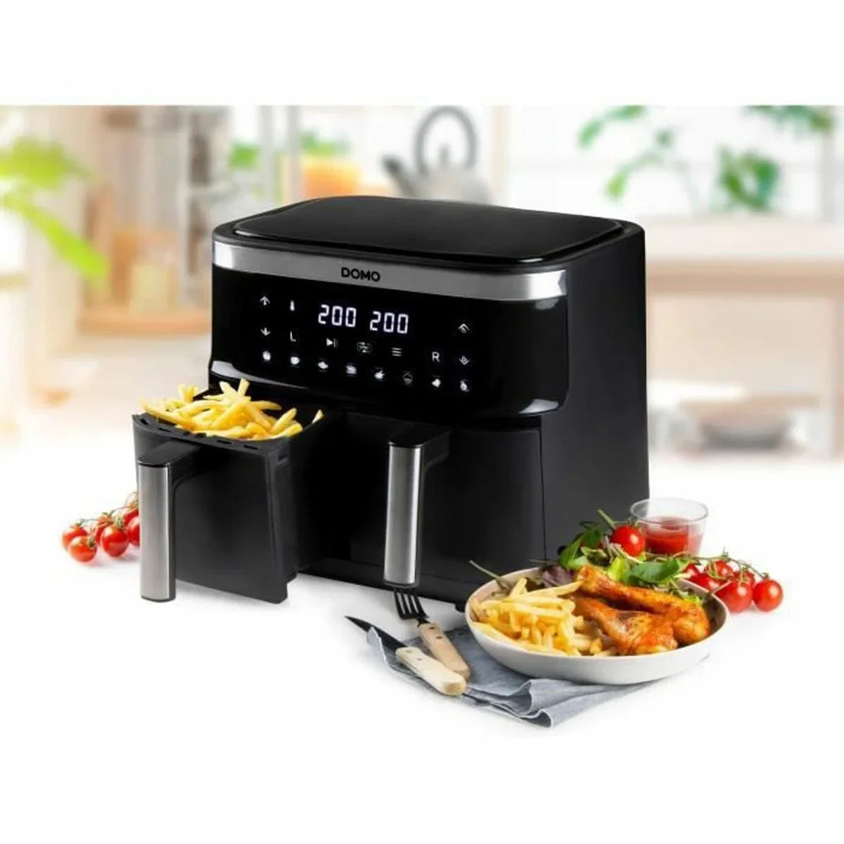 Friggitrice ad Aria DOMO Nero 2850 W 8 L - Yestore
