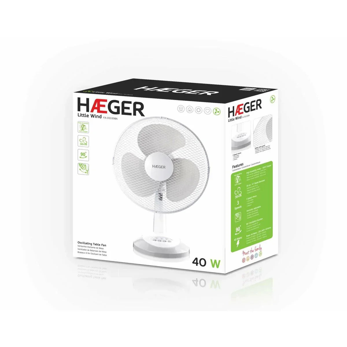 Ventilatore da Tavolo Haeger FA016007A 45 W Bianco - Yestore