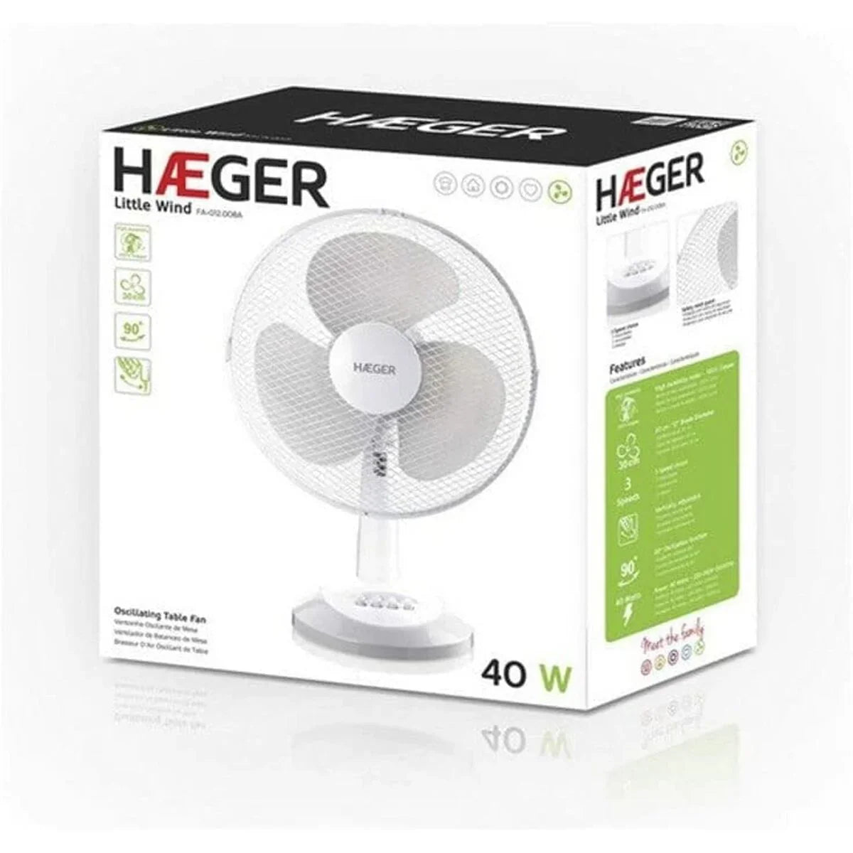 Ventilatore da Tavolo Haeger FA-012.008A Bianco 40 W - Yestore