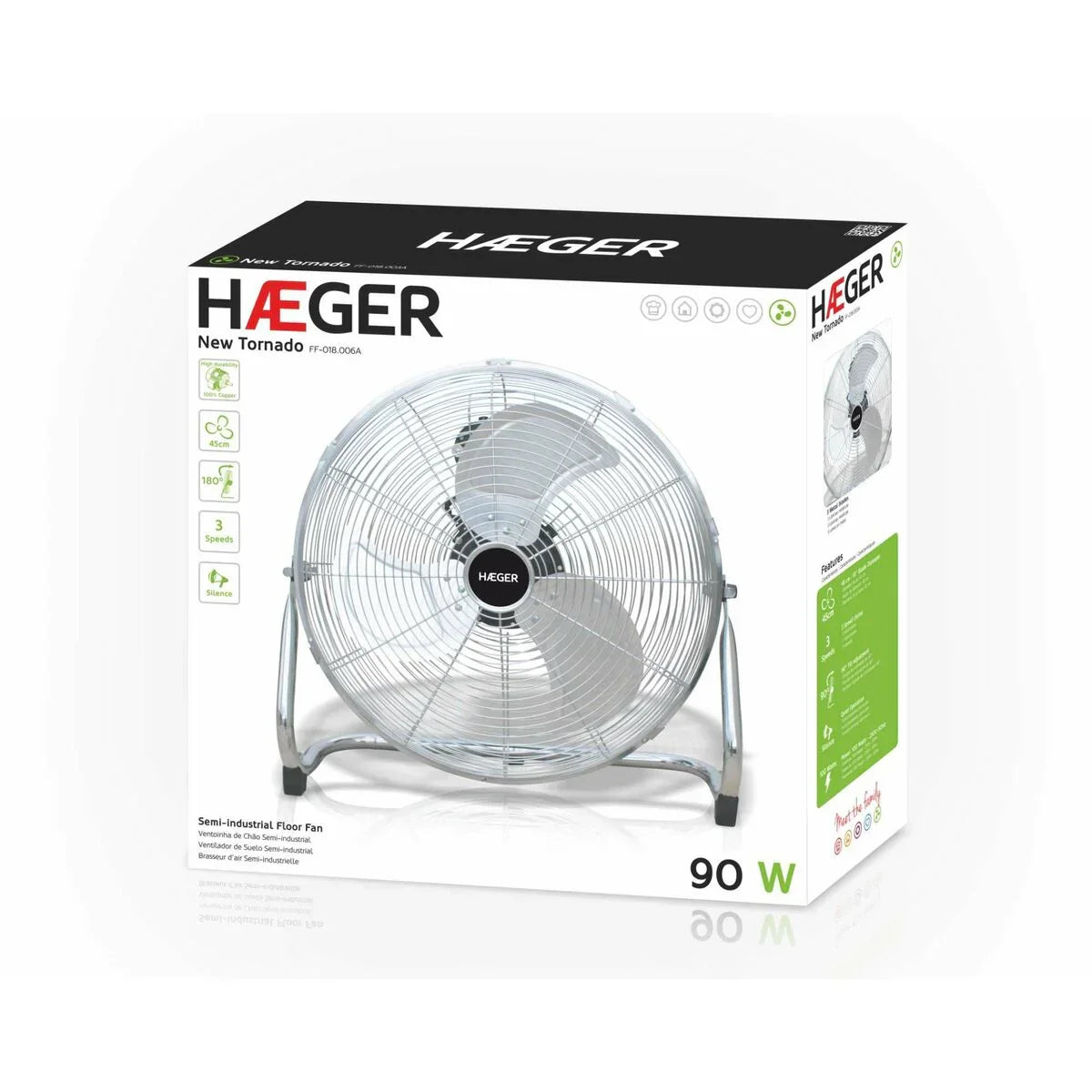 Ventilatore da Terra Haeger FF-018.006A 100 W - Yestore