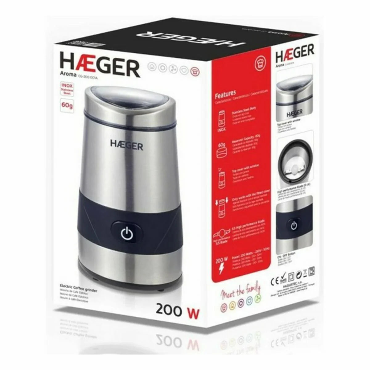 Macinino Elettrico Haeger CG-200.001A Caffè 200 W 200 W - Yestore
