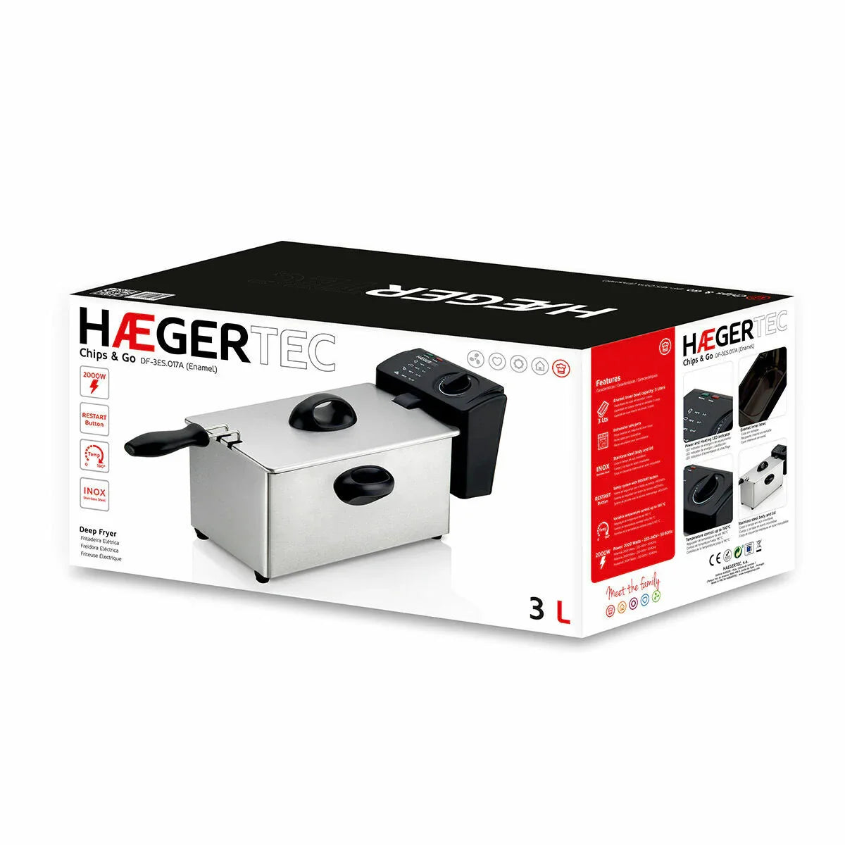 Friggitrice Haeger DF-3ES.017A Nero 2000 W - Yestore