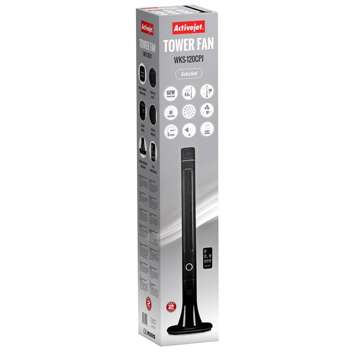Ventilatore a torre Activejet WKS-120CPJ Nero 60 W - Yestore