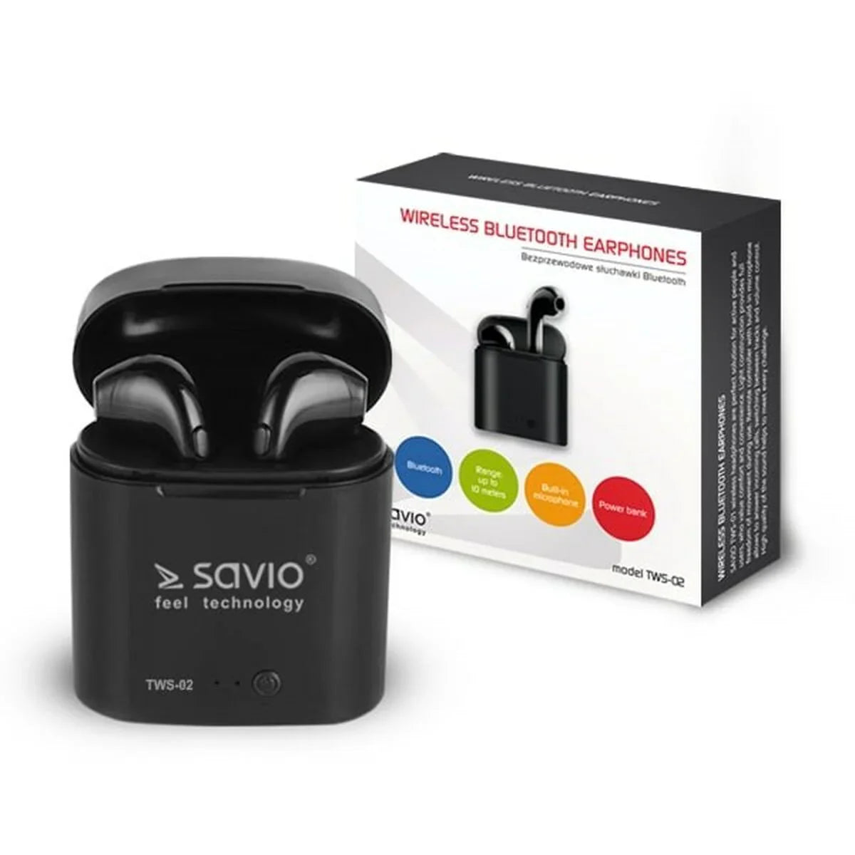 Auricolari in Ear Bluetooth Savio TWS-02 Nero Grafite - Yestore