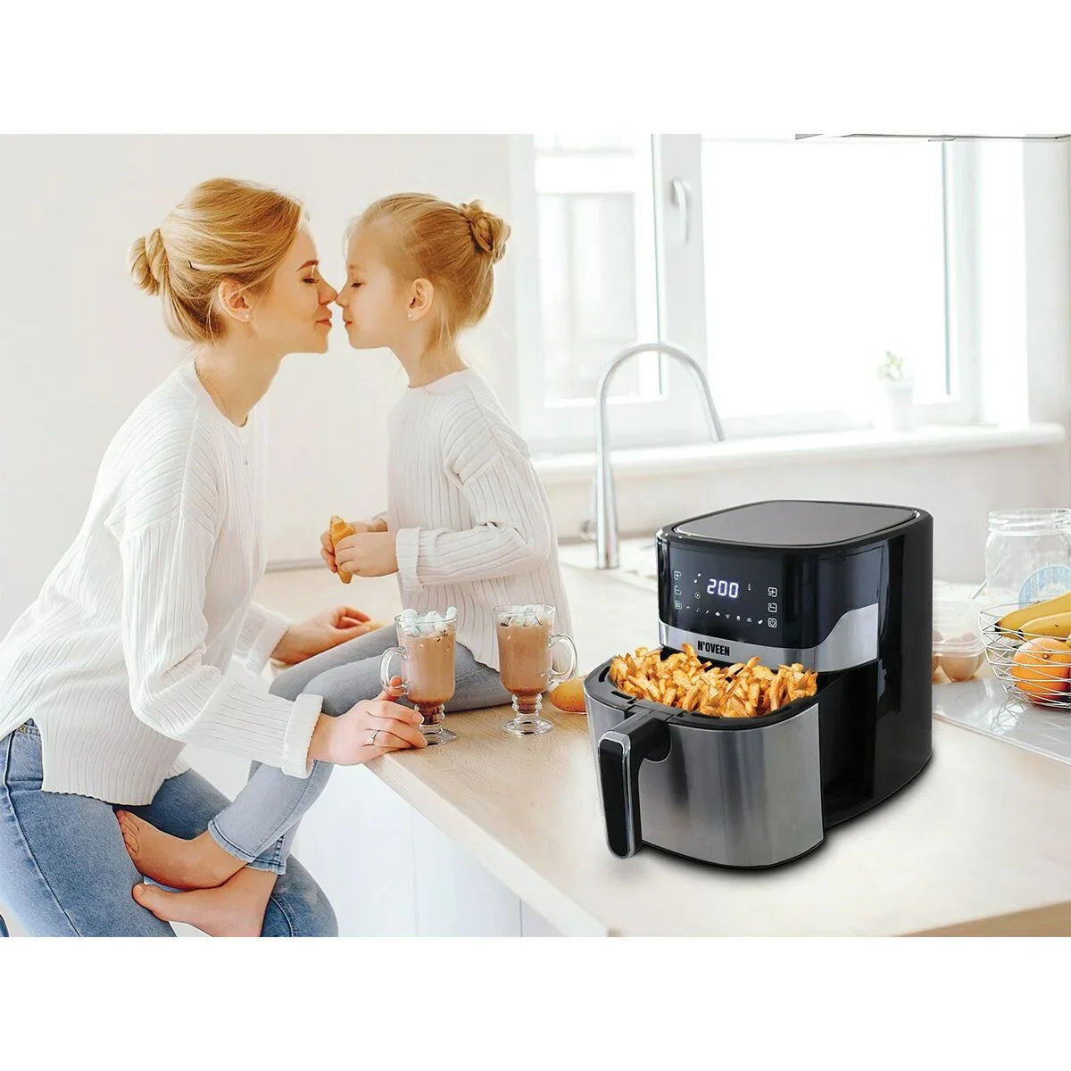 Friggitrice ad Aria N'oveen AF550 Nero 1600 W 6,5 L - Yestore