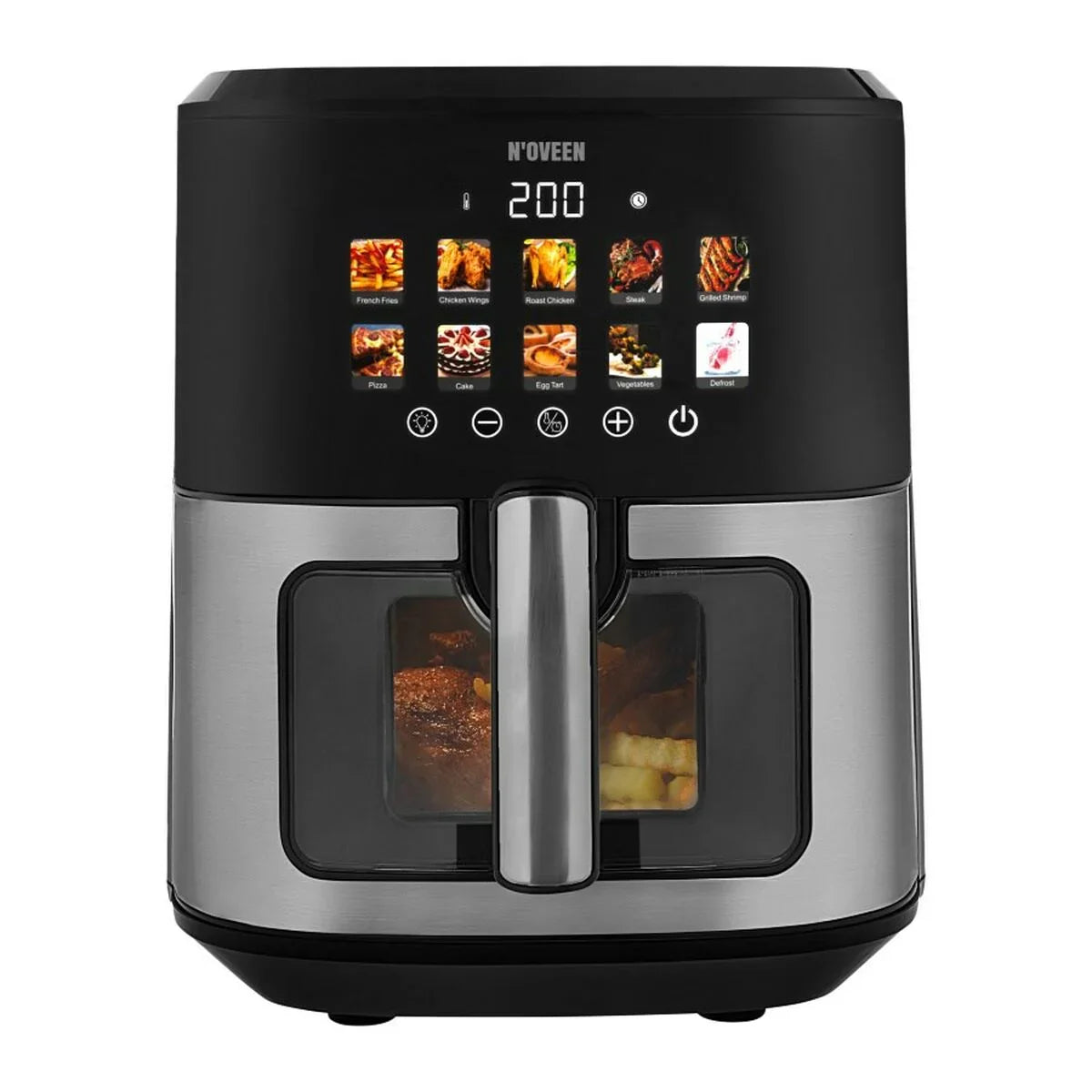 Friggitrice ad Aria N'oveen AF770 Nero Argentato 1700 W 6,5 L - Yestore