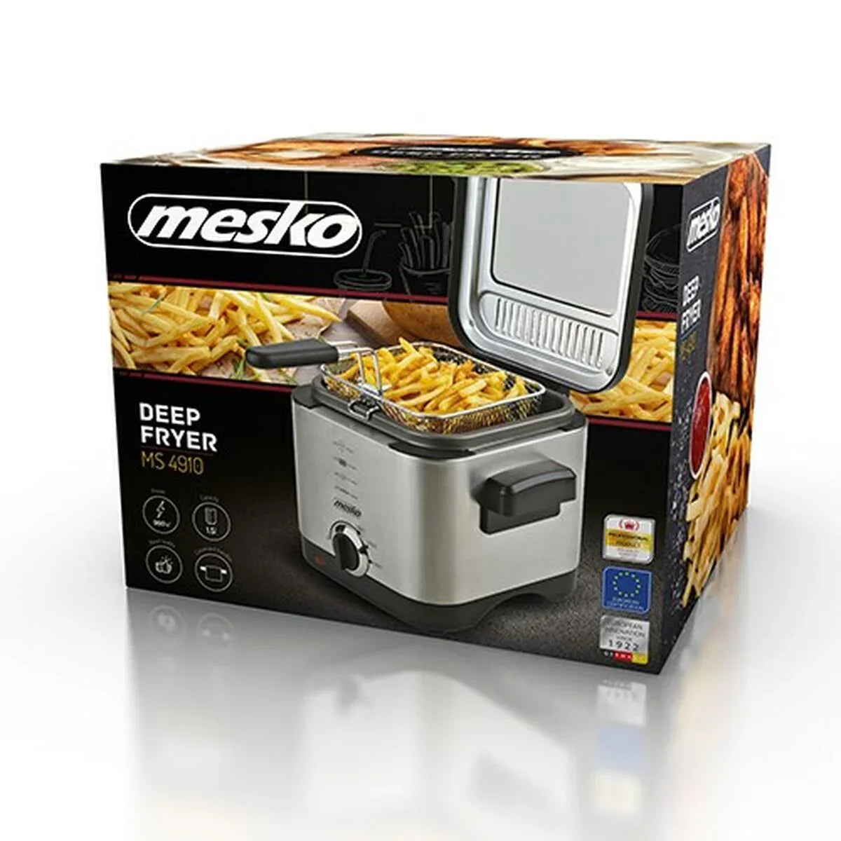 Friggitrice Mesko MS 4910 Nero Argentato 900 W 1,5 L - Yestore