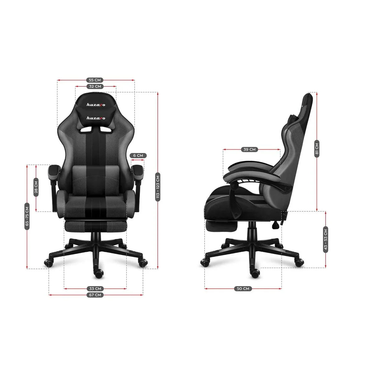 Sedia Gaming Huzaro HZ-Force 4.7 Nero Grigio - Yestore