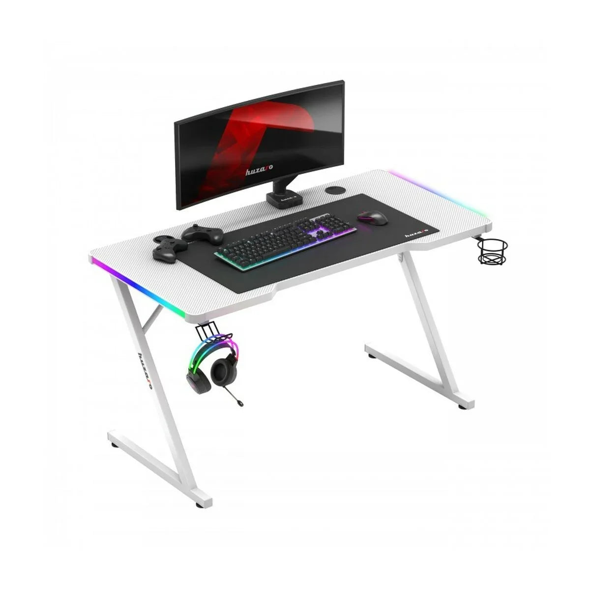 Scrivania Gaming Huzaro HZ-Hero 2.5 White RGB Bianco 120 x 75 x 60 cm - Yestore