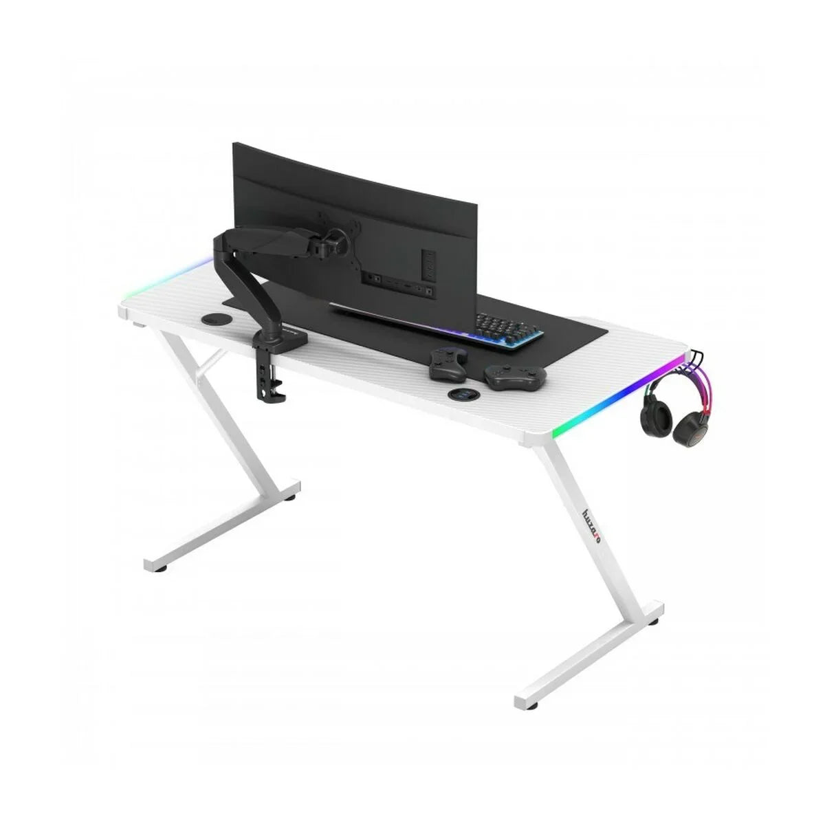 Scrivania Gaming Huzaro HZ-Hero 2.5 White RGB Bianco 120 x 75 x 60 cm - Yestore
