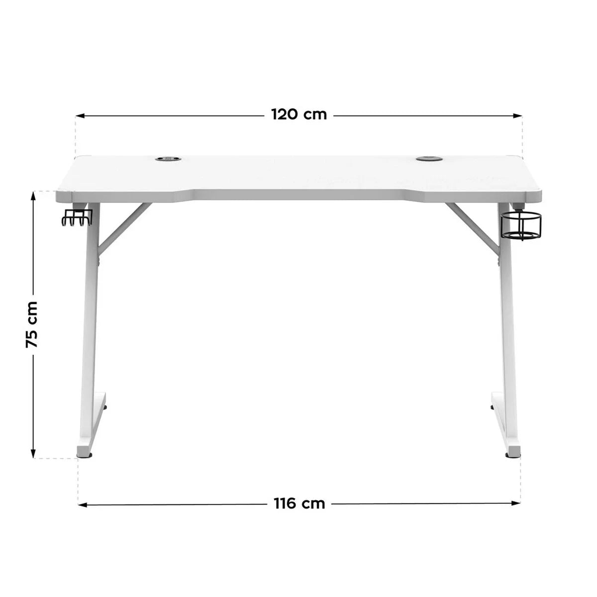 Scrivania Gaming Huzaro HZ-Hero 2.5 White RGB Bianco 120 x 75 x 60 cm - Yestore