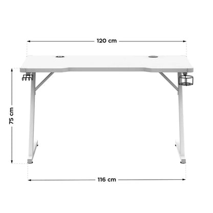 Scrivania Gaming Huzaro HZ-Hero 2.5 White RGB Bianco 120 x 75 x 60 cm - Yestore