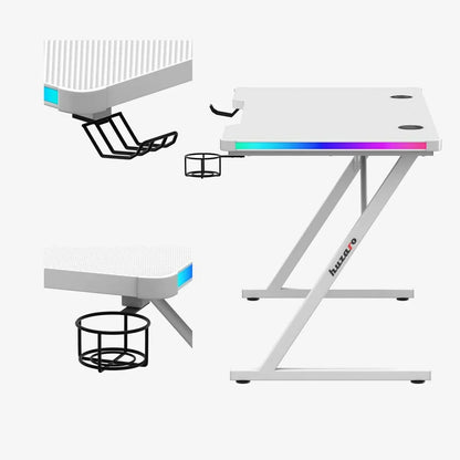 Scrivania Gaming Huzaro HZ-Hero 2.5 White RGB Bianco 120 x 75 x 60 cm - Yestore