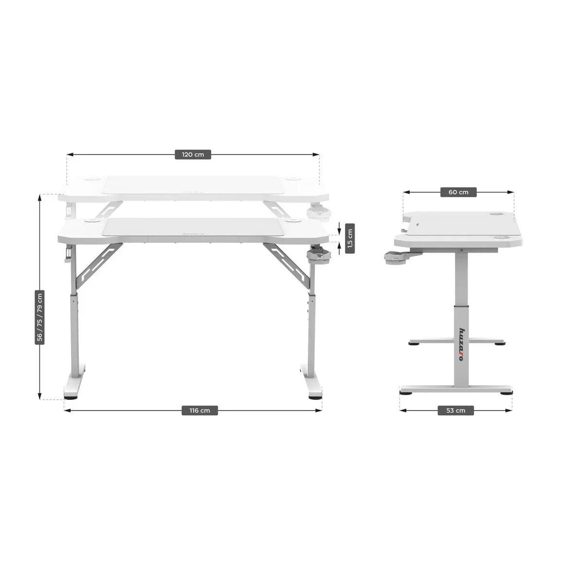 Scrivania Gaming Huzaro HZ-Hero 2.6 White Bianco - Yestore