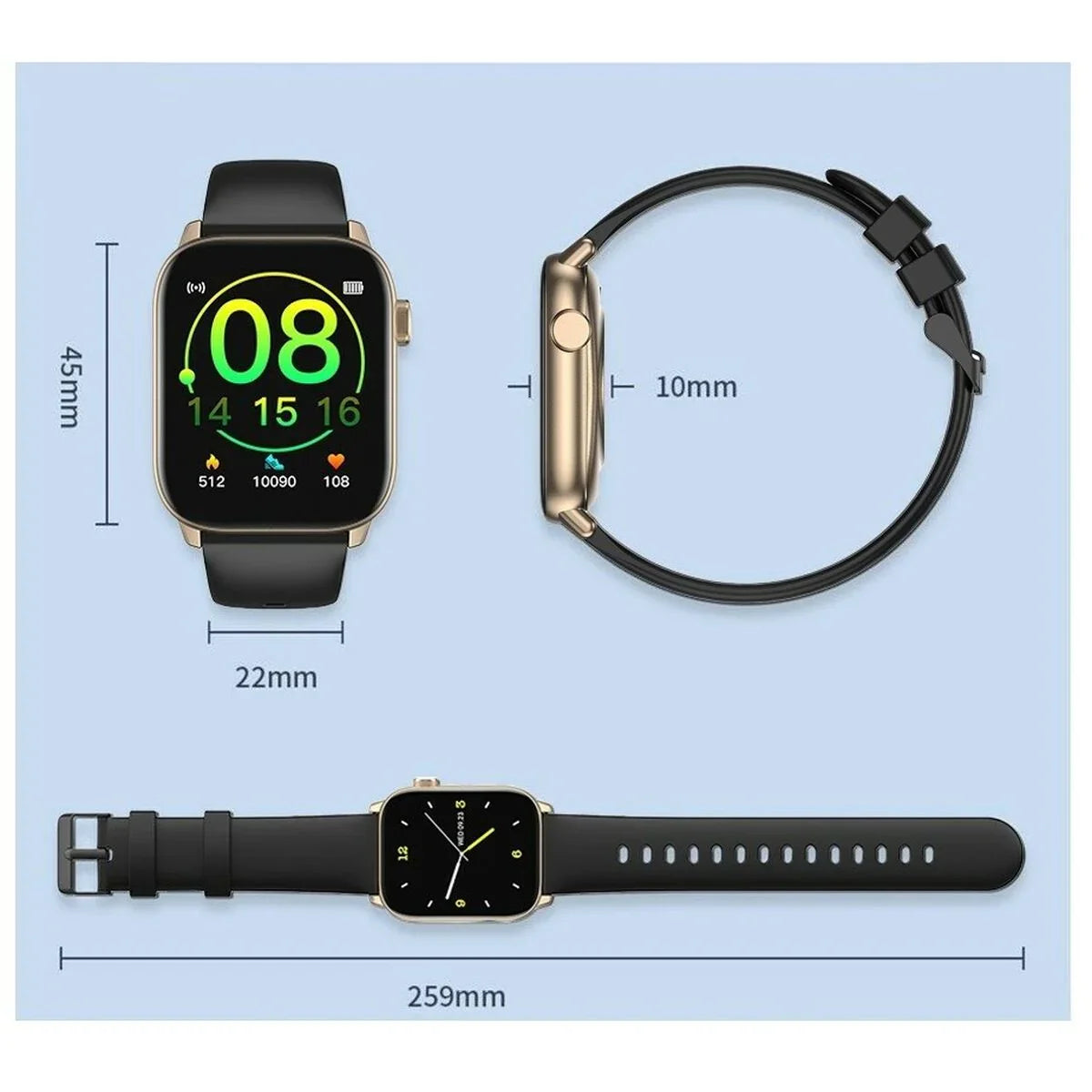 Smartwatch Oromed ORO SMART FIT 6 Nero Dorato 1,69" - Yestore