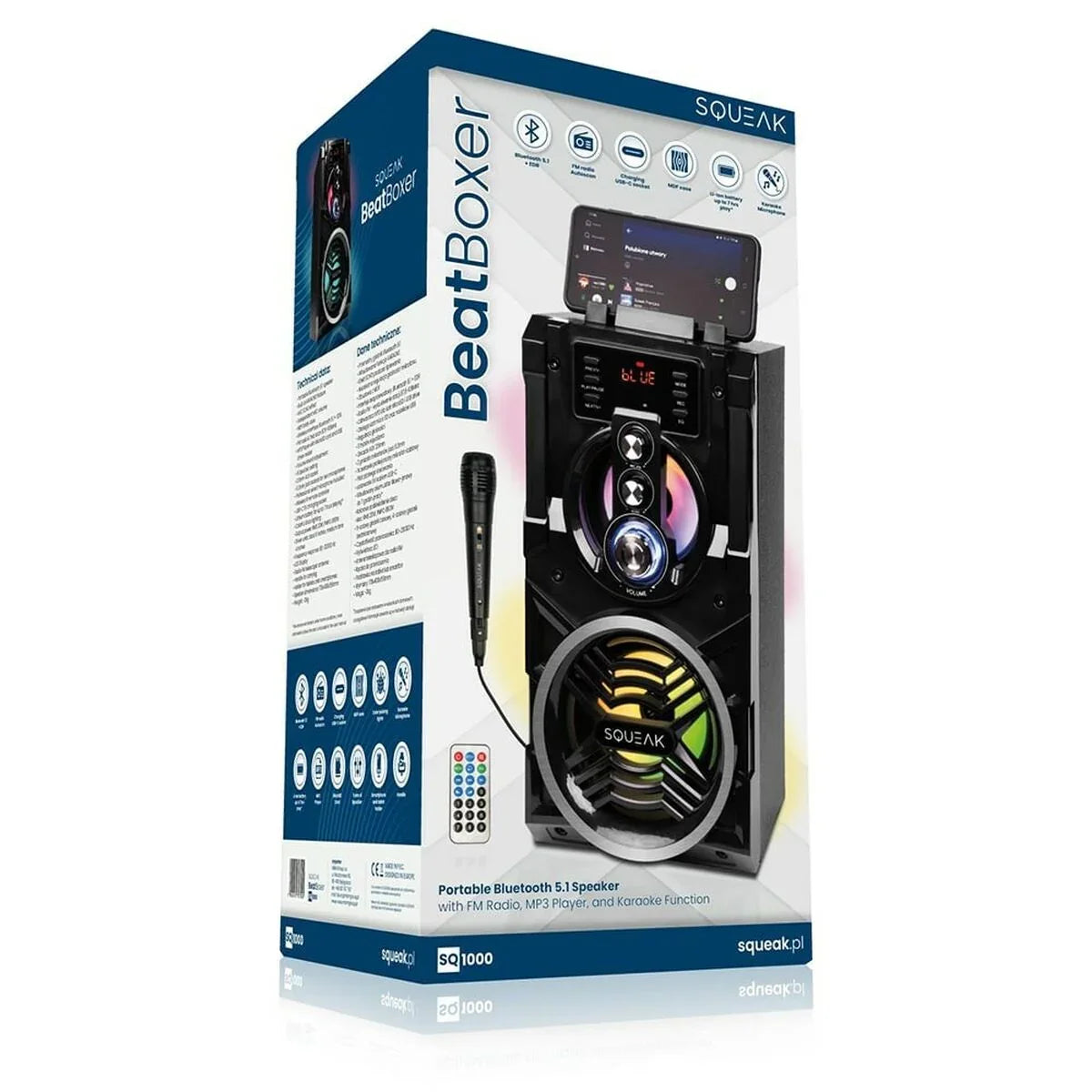 Altoparlante Bluetooth Portatile SQUEAK SQ1000 Nero 20 W - Yestore