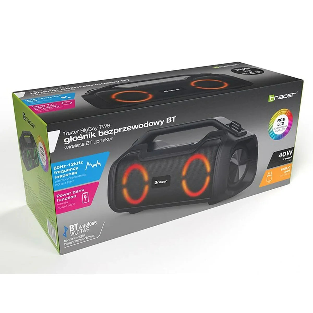 Altoparlante Bluetooth Portatile Tracer BigBoy Nero 40 W - Yestore