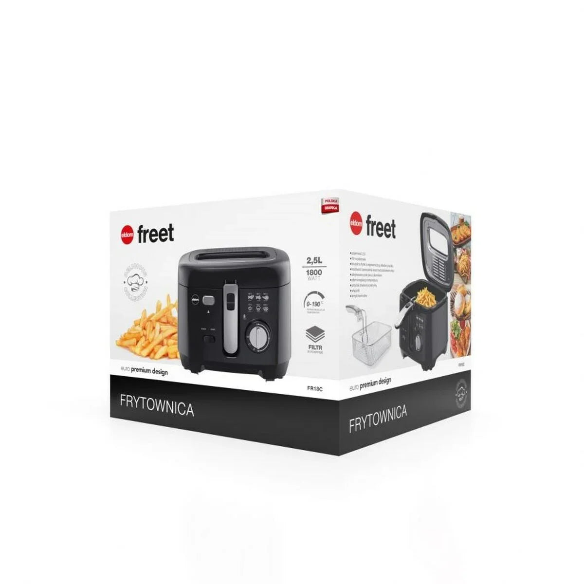 Friggitrice Eldom FR18C Nero 1800 W 2,5 L 27 x 21 x 2 cm - Yestore