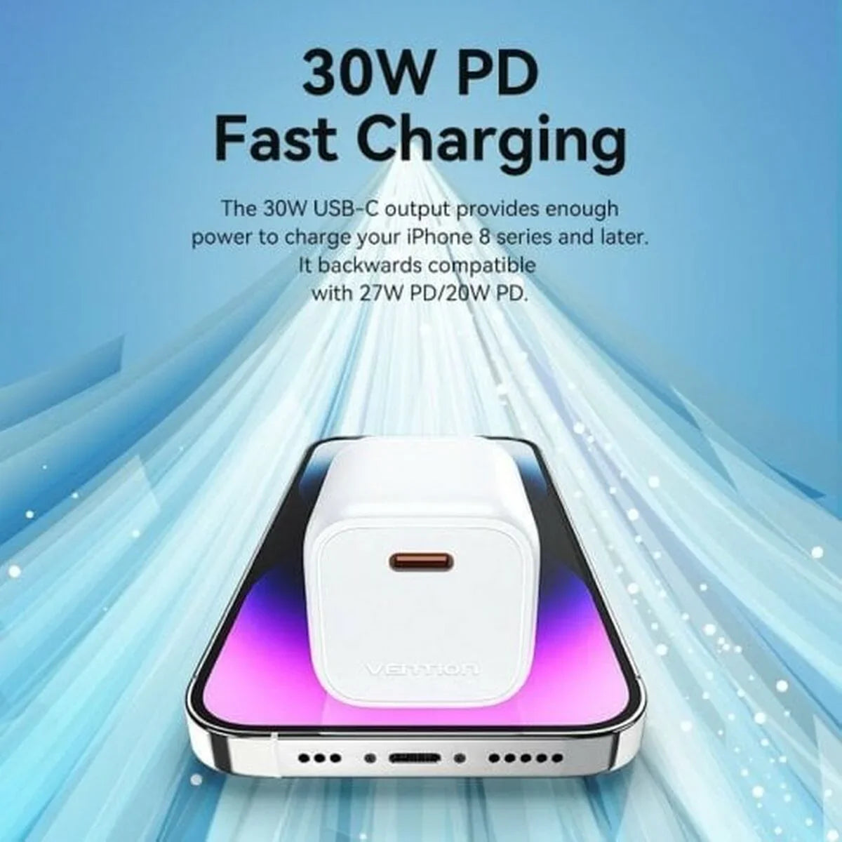 Caricabatterie da Parete Vention FAKP0-EU Rosa 30 W USB-C - Yestore