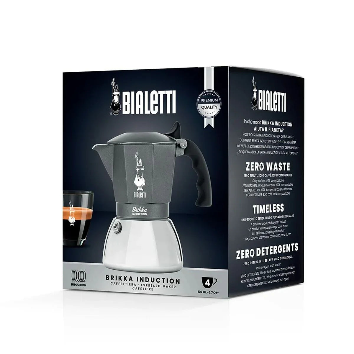 Caffettiera Italiana Bialetti Brikka Argentato Alluminio - Yestore